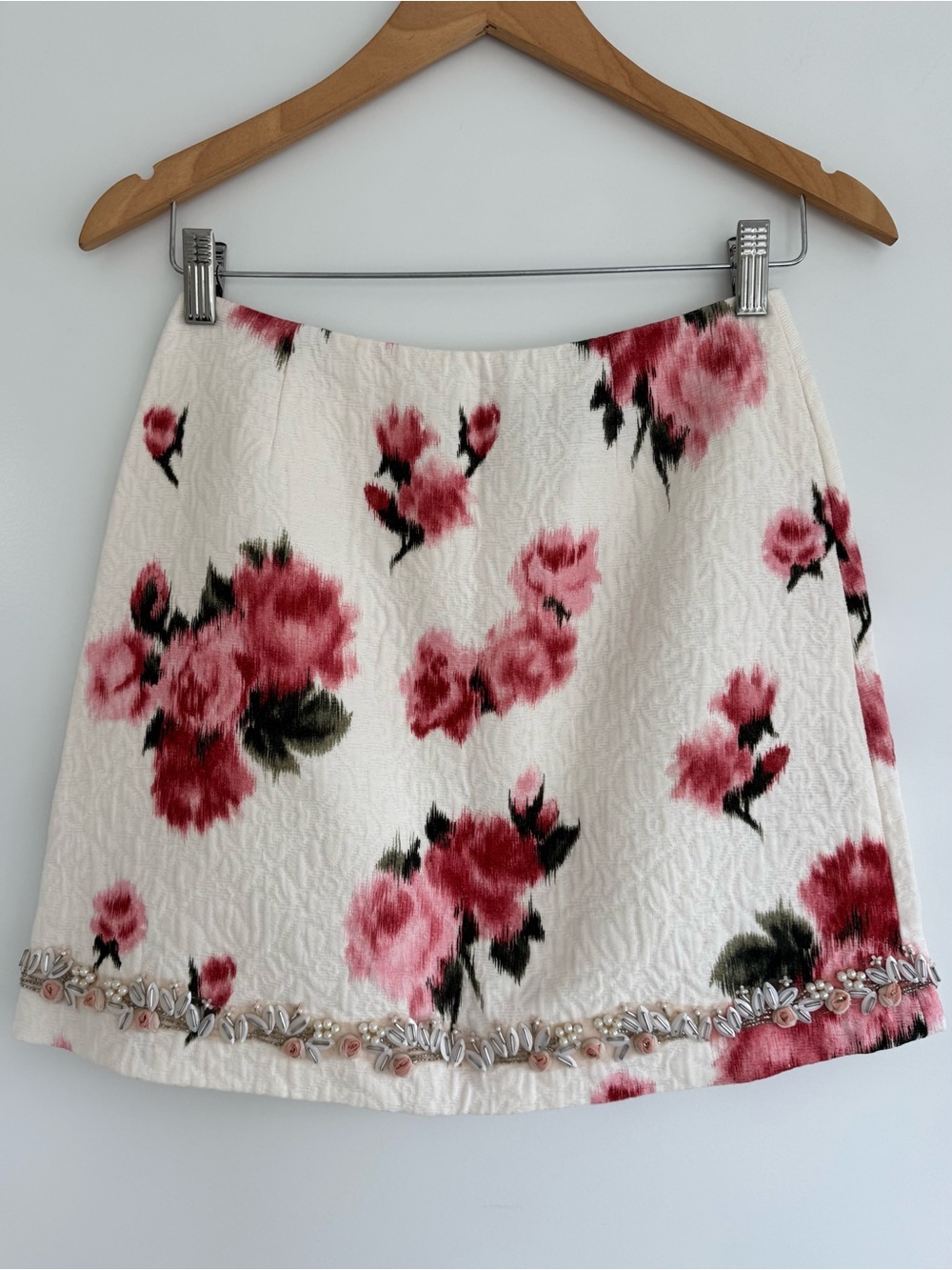 Blumarine 2021 floral embroidered beaded mini skirt